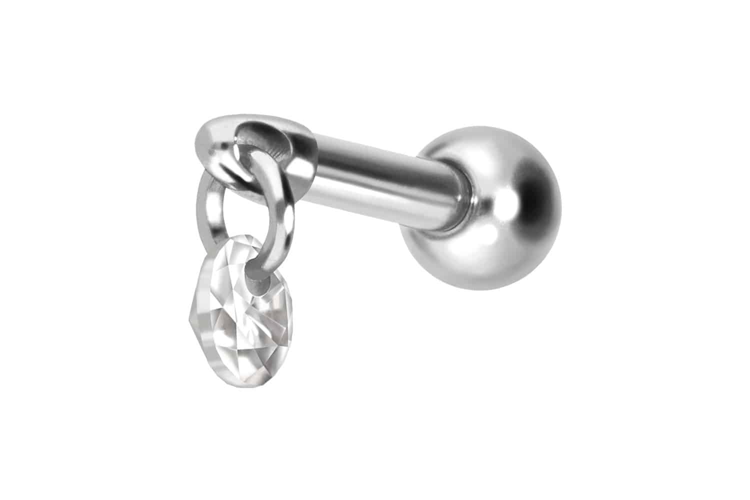 Titan Ohrpiercing mit Innengewinde RUNDER KRISTALL